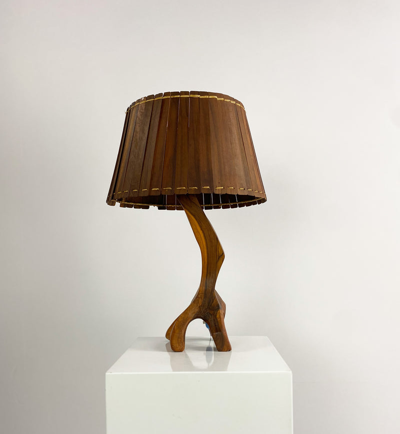 Freeform Olive Wood Table Lamp, France, c.1960